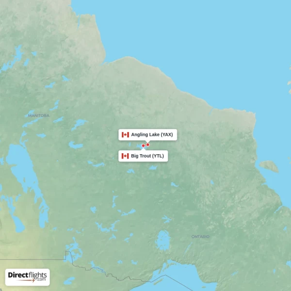 Angling Lake - Big Trout direct flight map