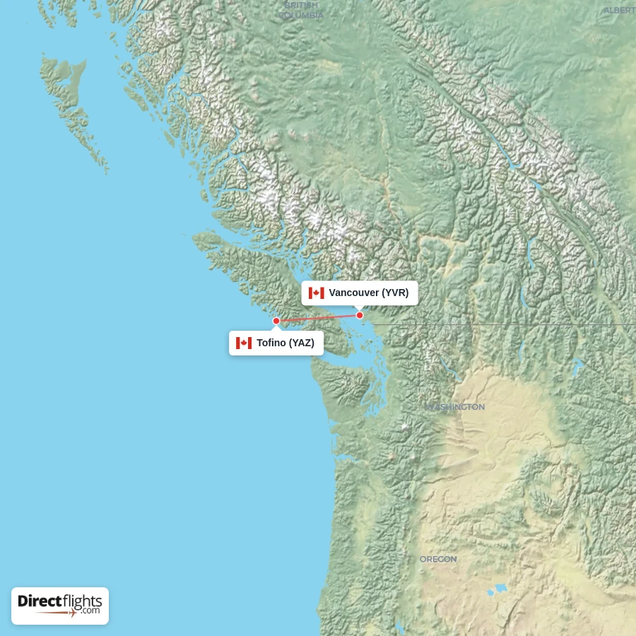 YAZ - YVR route map