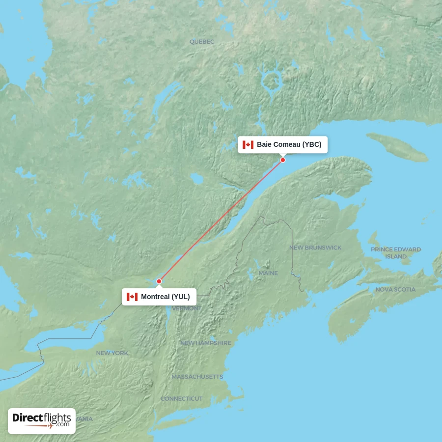 YBC - YUL route map