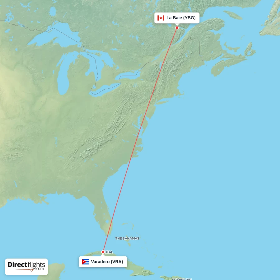 YBG - VRA route map