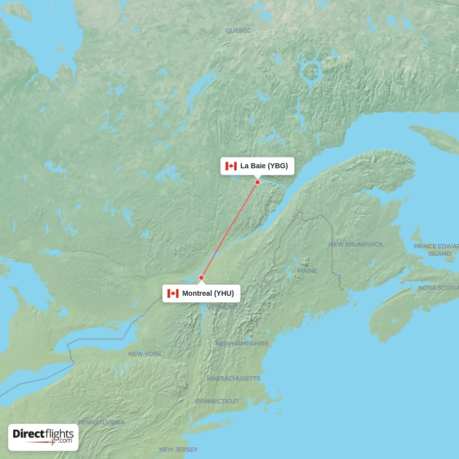 YBG - YHU route map