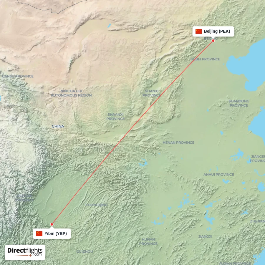 YBP - PEK route map