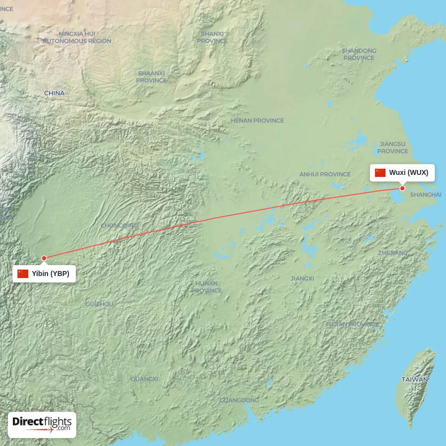 YBP - WUX route map