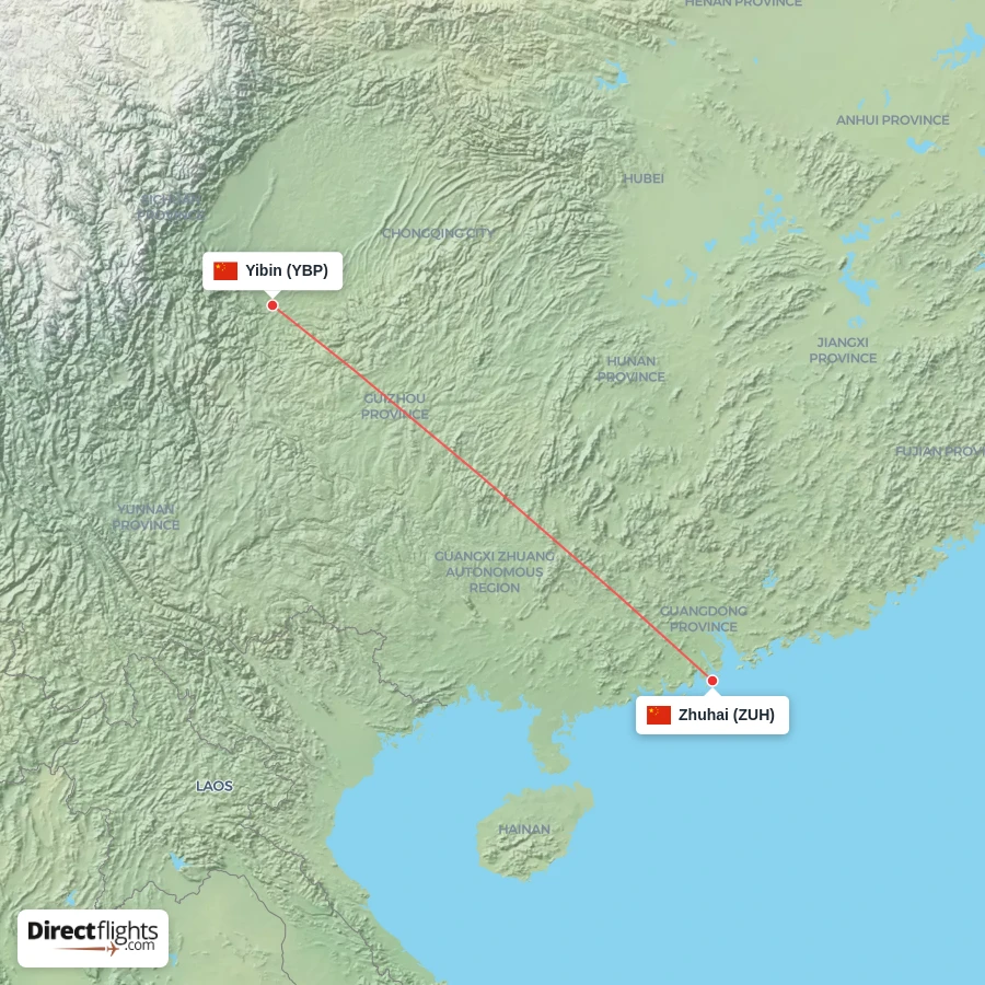 YBP - ZUH route map