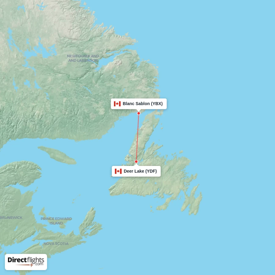 YBX - YDF route map