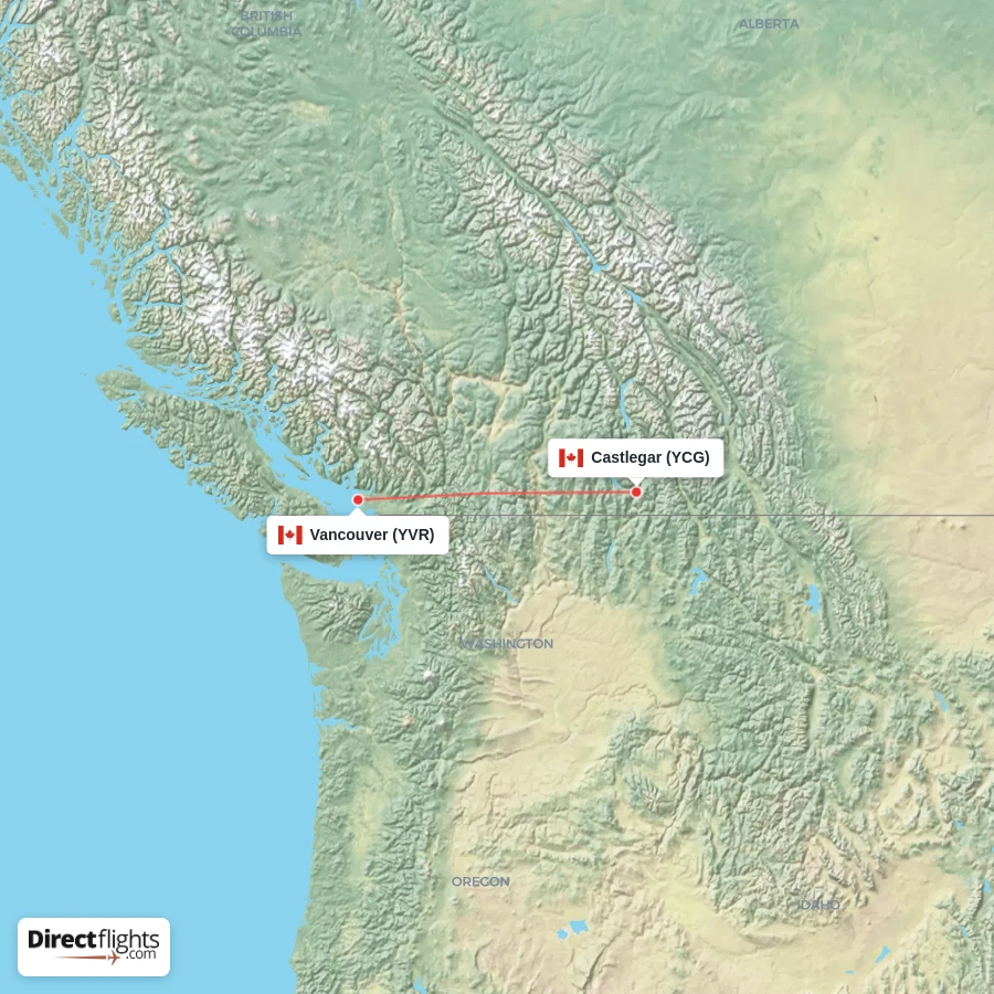 YCG - YVR route map