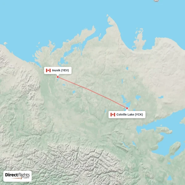 Colville Lake - Inuvik direct flight map