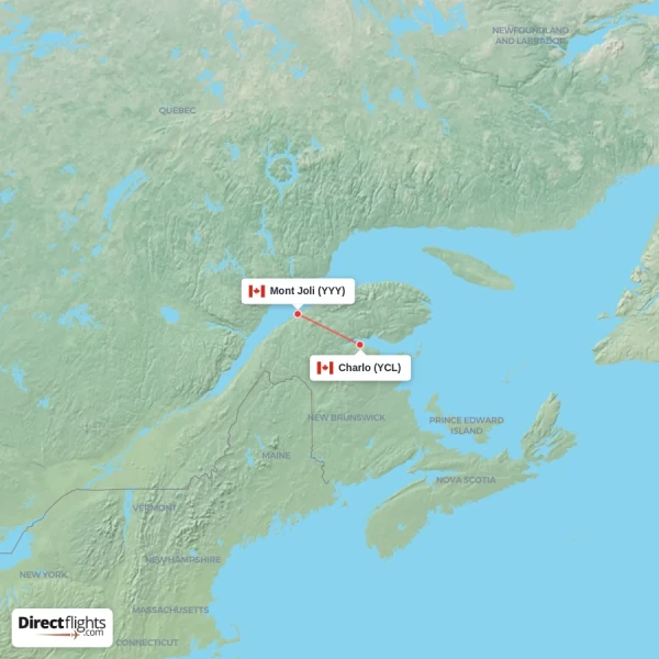 Charlo - Mont Joli direct flight map