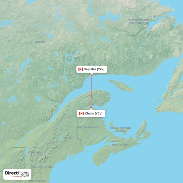 Charlo - Sept-Iles direct flight map