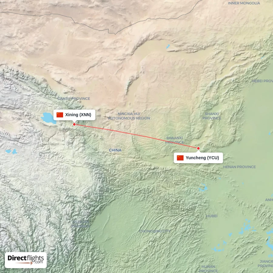 YCU - XNN route map