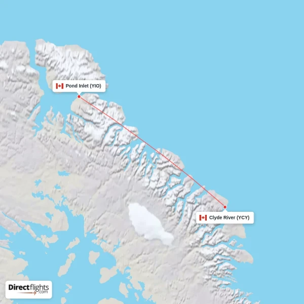 Clyde River - Pond Inlet direct flight map