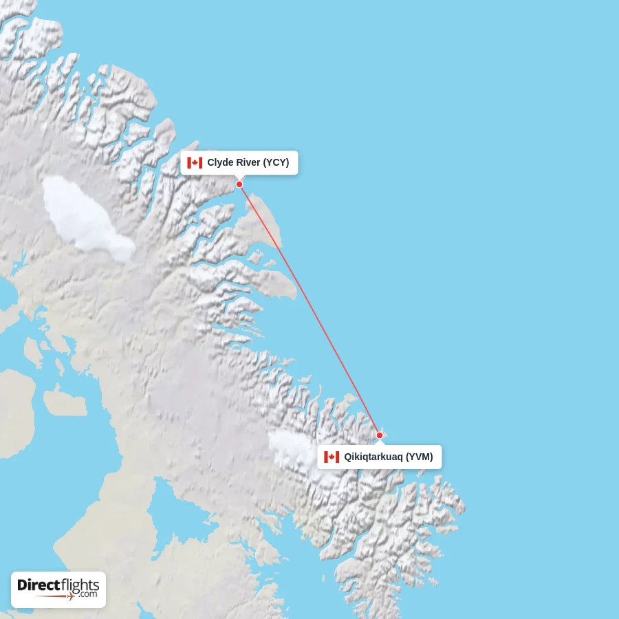 YCY - YVM route map