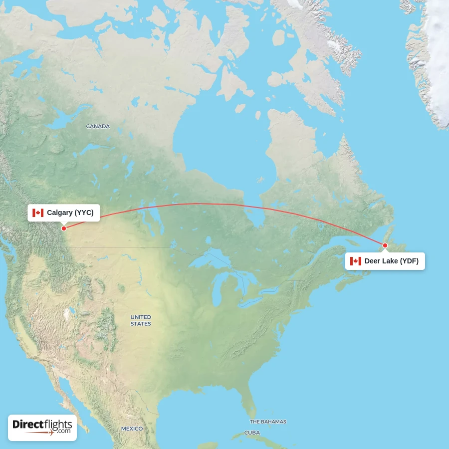 YDF - YYC route map