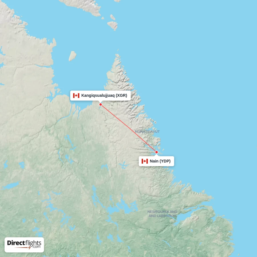 YDP - XGR route map