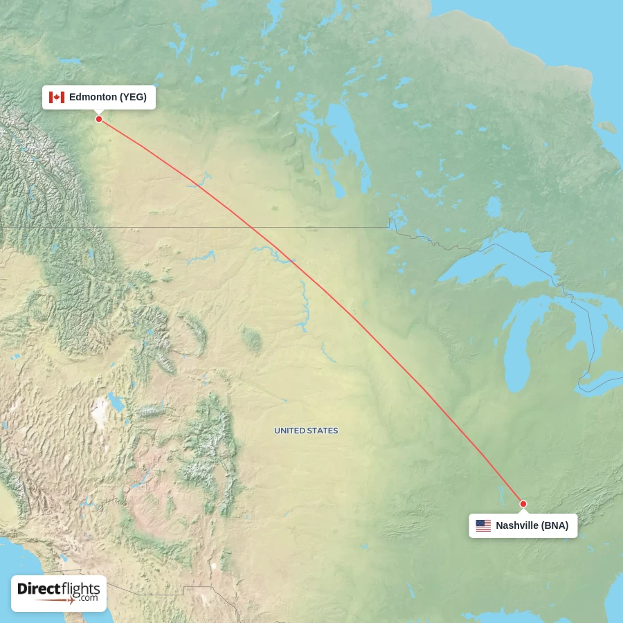 YEG - BNA route map