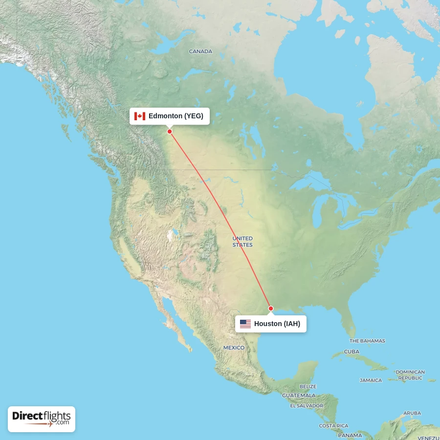YEG - IAH route map