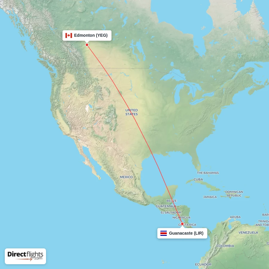 YEG - LIR route map