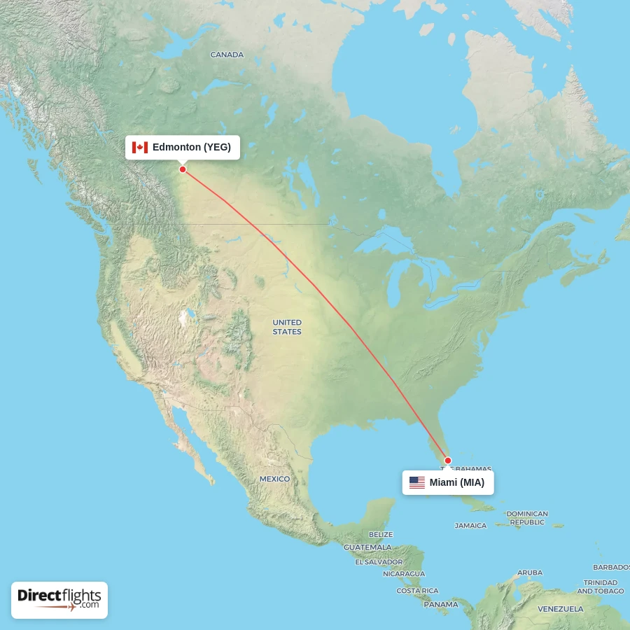 YEG - MIA route map