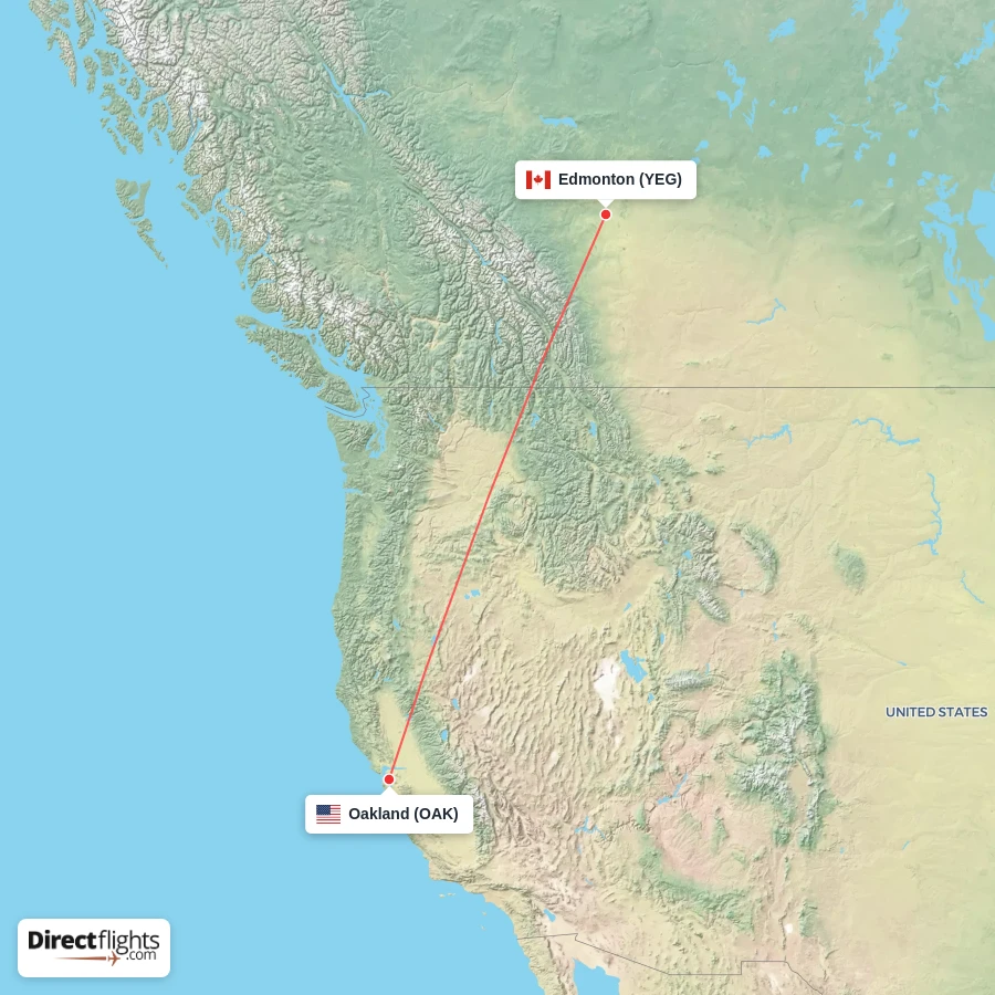 YEG - OAK route map