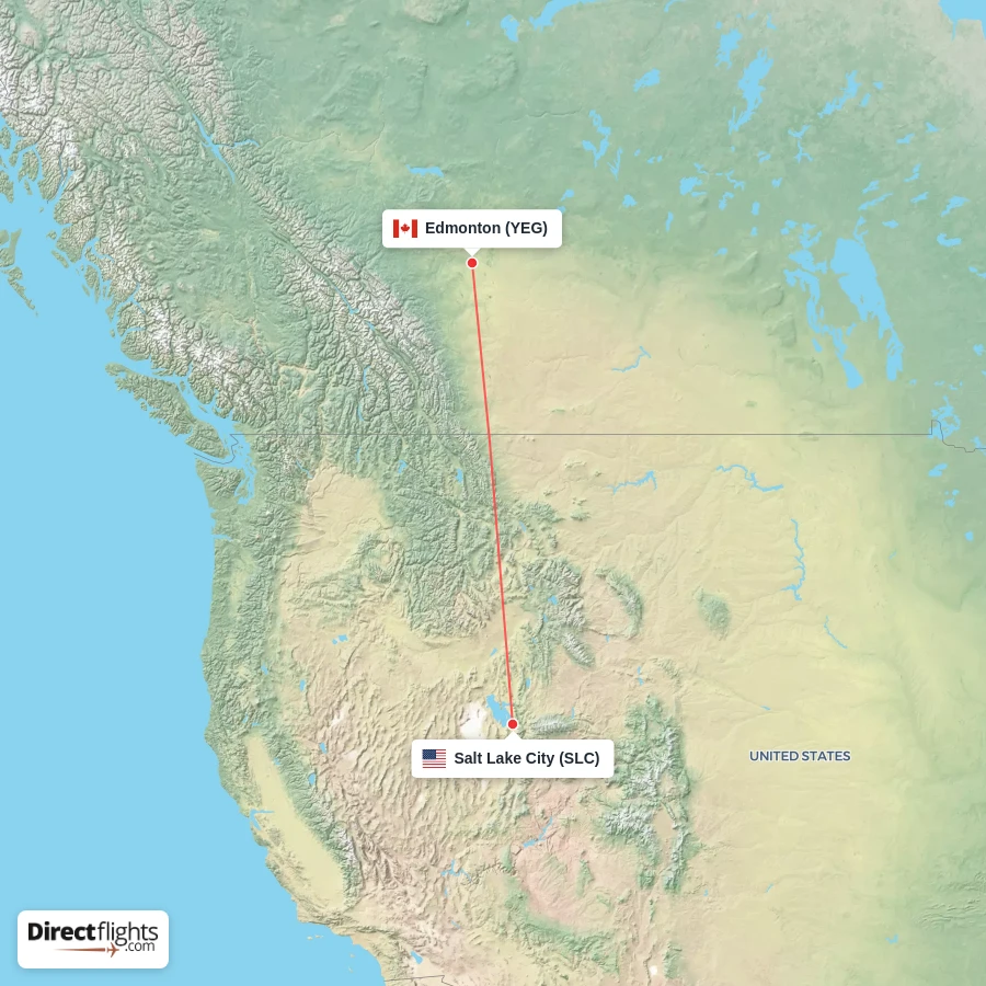 YEG - SLC route map
