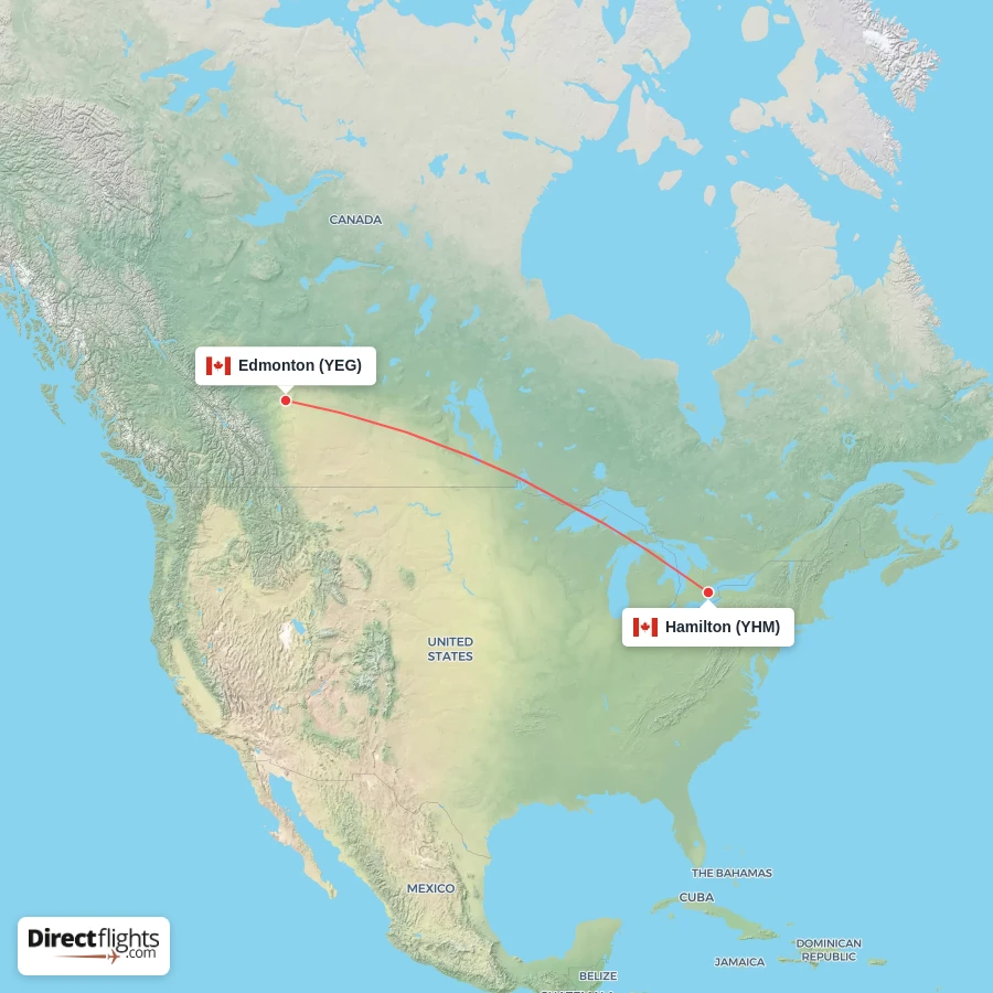 YEG - YHM route map