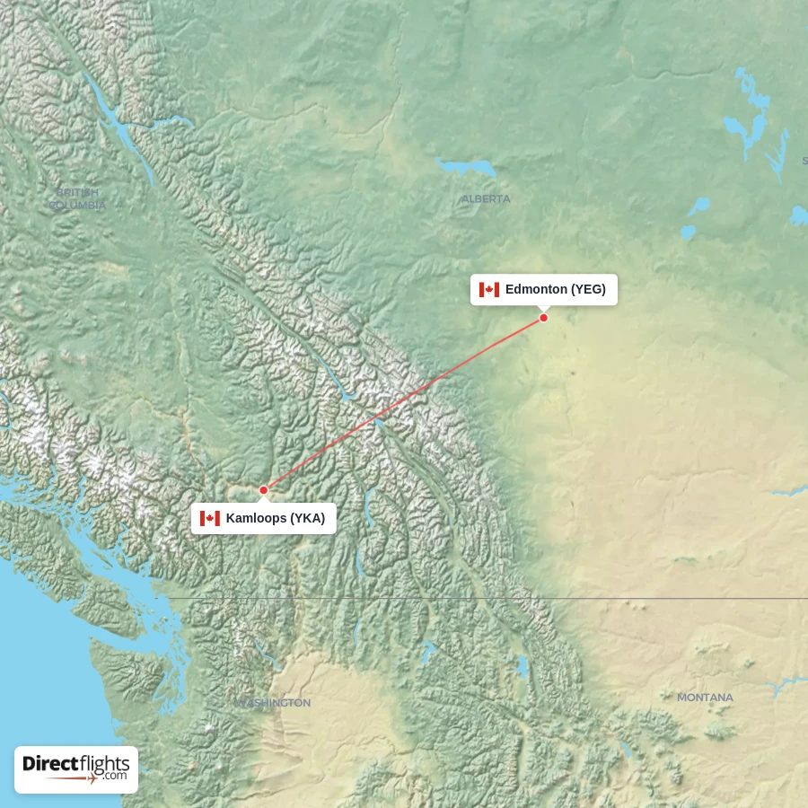 YEG - YKA route map