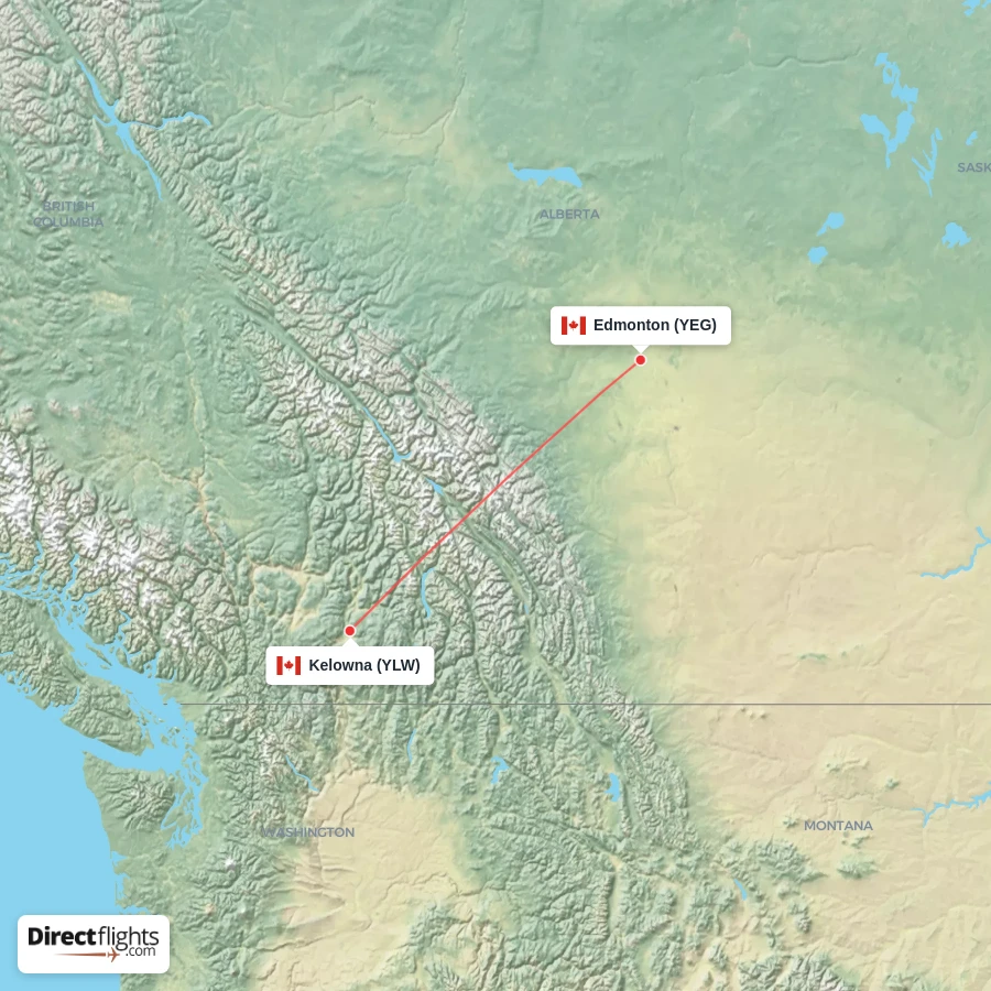 YEG - YLW route map