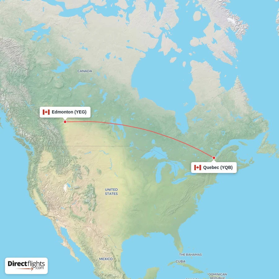 YEG - YQB route map