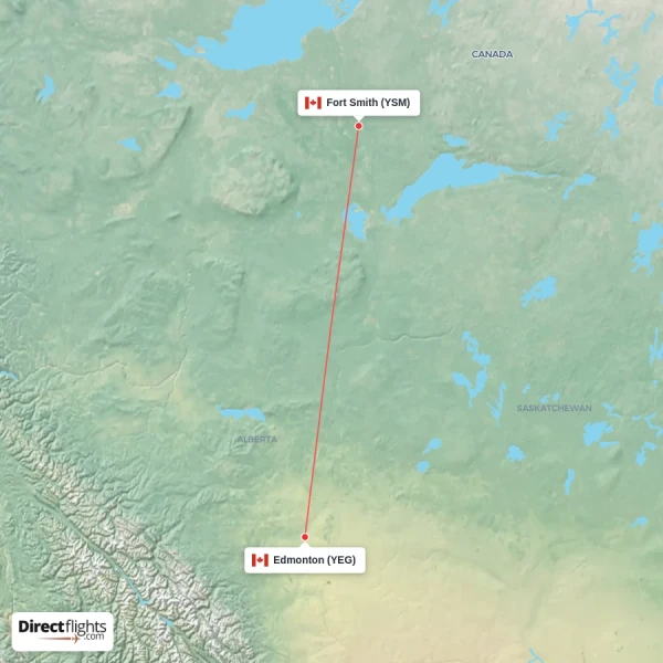 Edmonton - Fort Smith direct flight map
