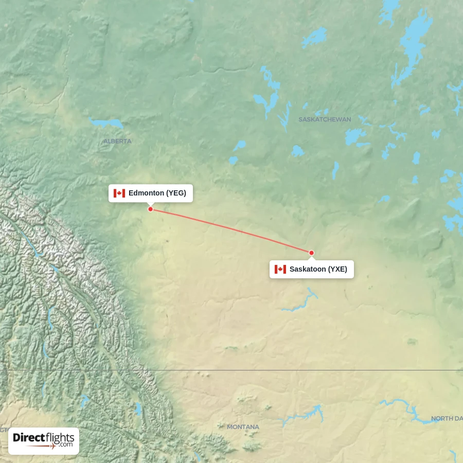 YEG - YXE route map