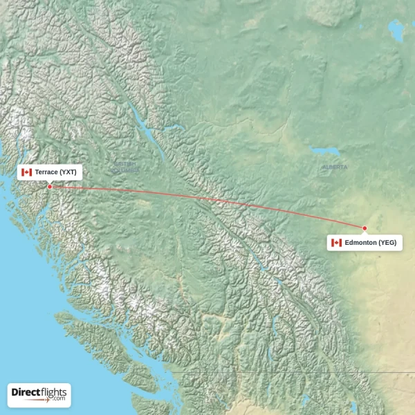 Edmonton - Terrace direct flight map