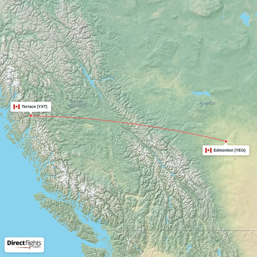 YEG - YXT route map