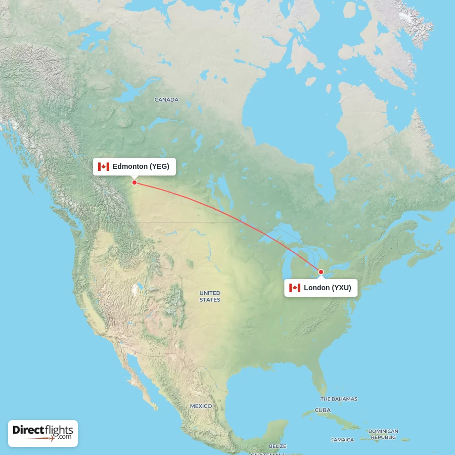 YEG - YXU route map