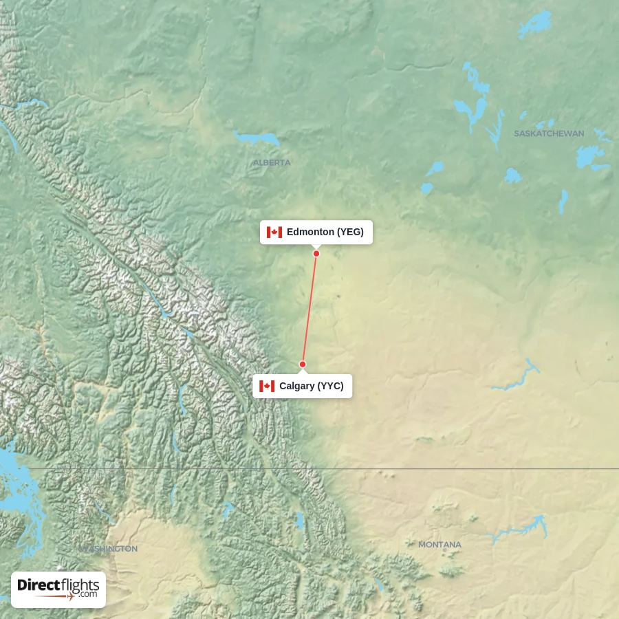 YEG - YYC route map