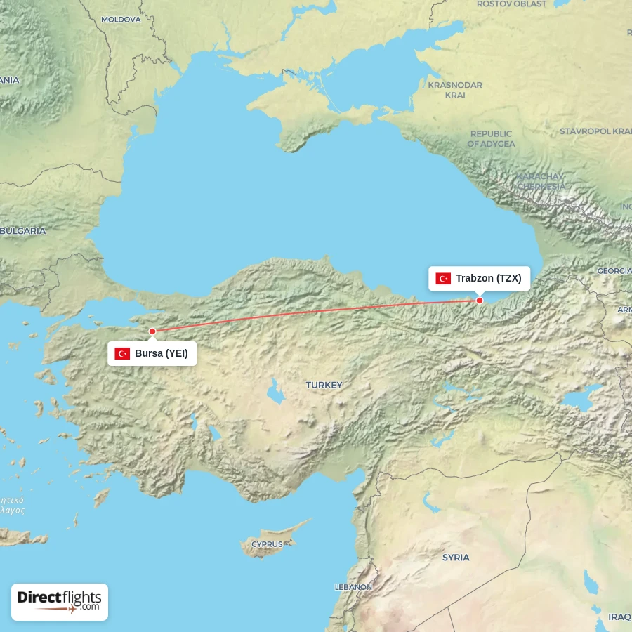 YEI - TZX route map