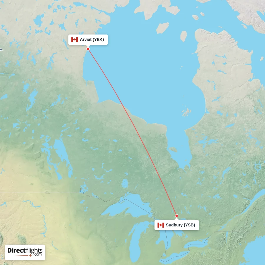 YEK - YSB route map