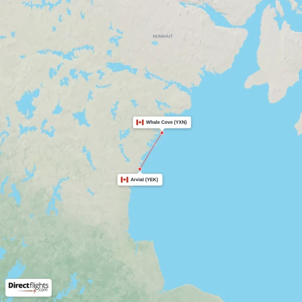 Arviat - Whale Cove direct flight map