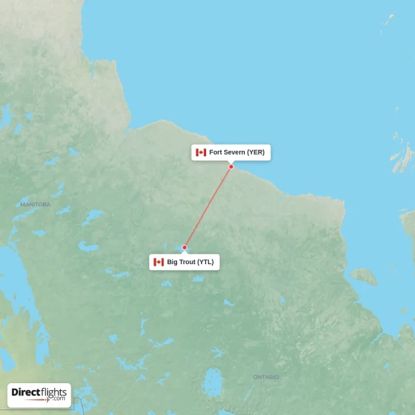 Fort Severn - Big Trout direct flight map