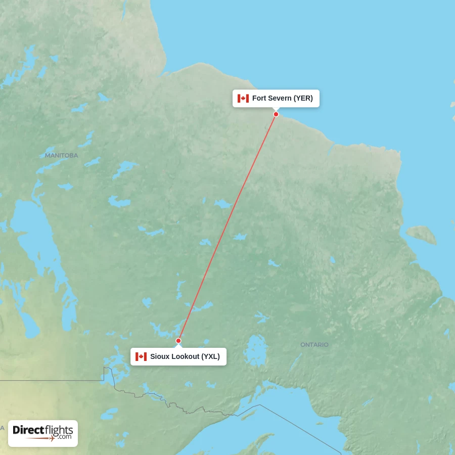 YER - YXL route map