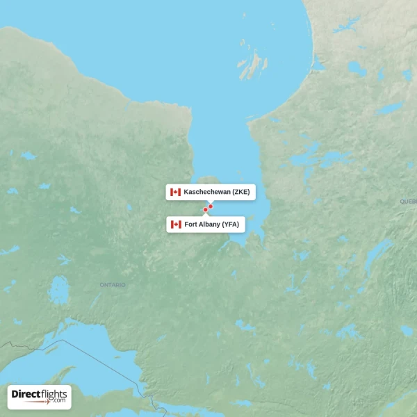 Fort Albany - Kaschechewan direct flight map