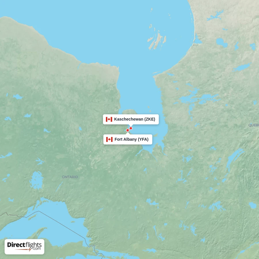 YFA - ZKE route map