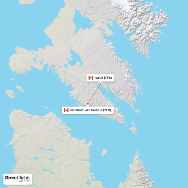 Iqaluit - Kimmirut/Lake Harbour direct flight map