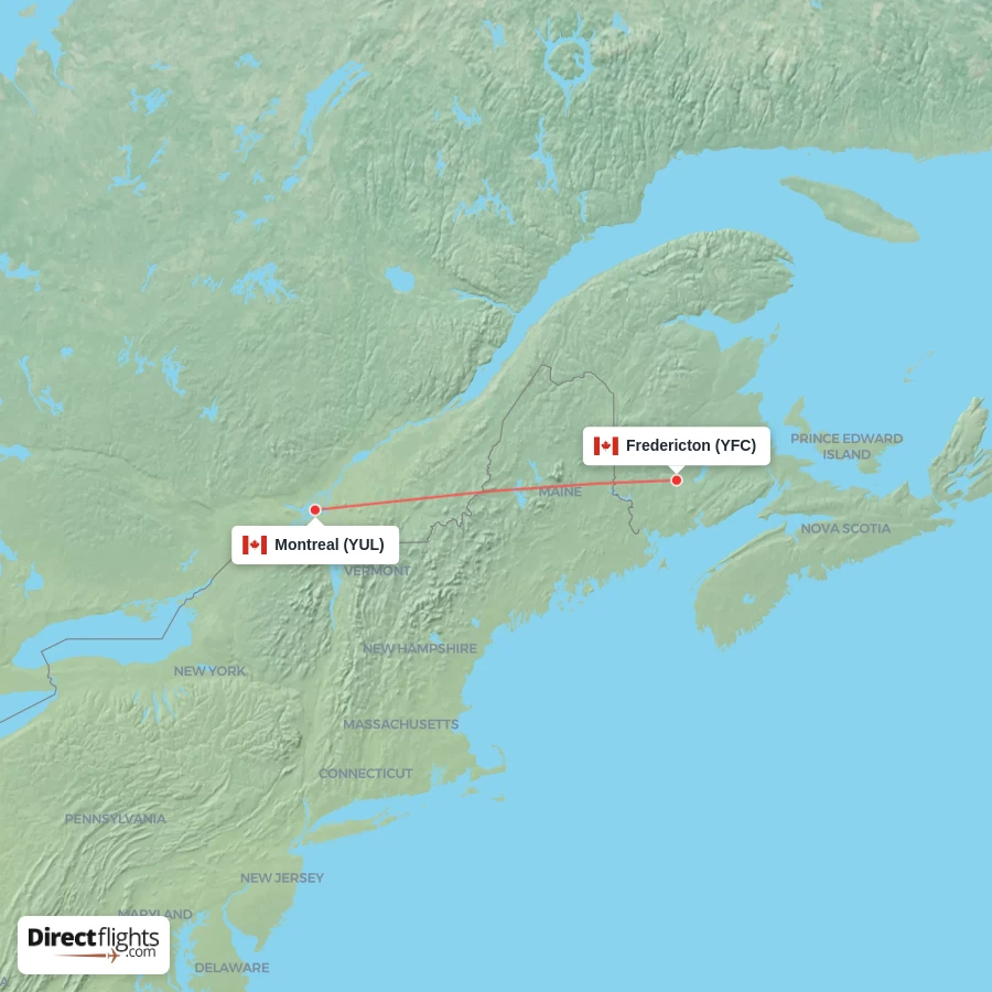 YFC - YUL route map