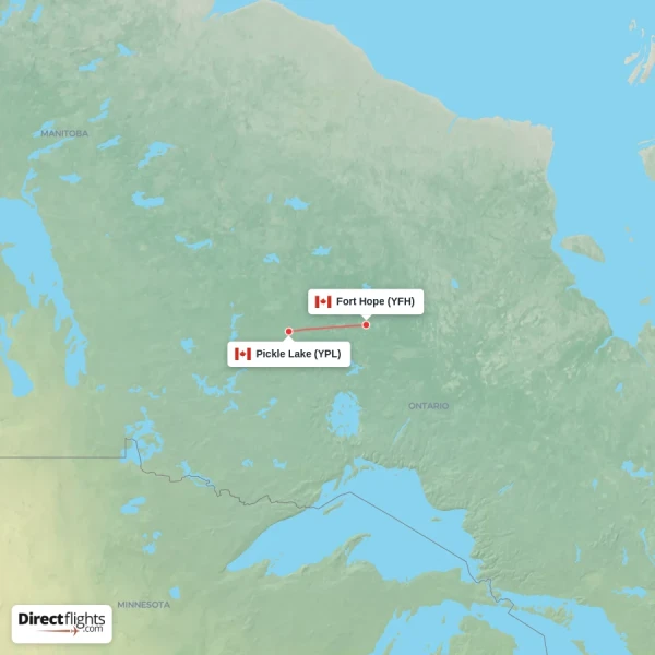 Fort Hope - Pickle Lake direct flight map