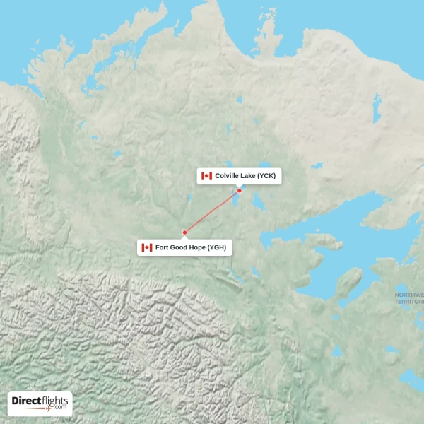 Fort Good Hope - Colville Lake direct flight map