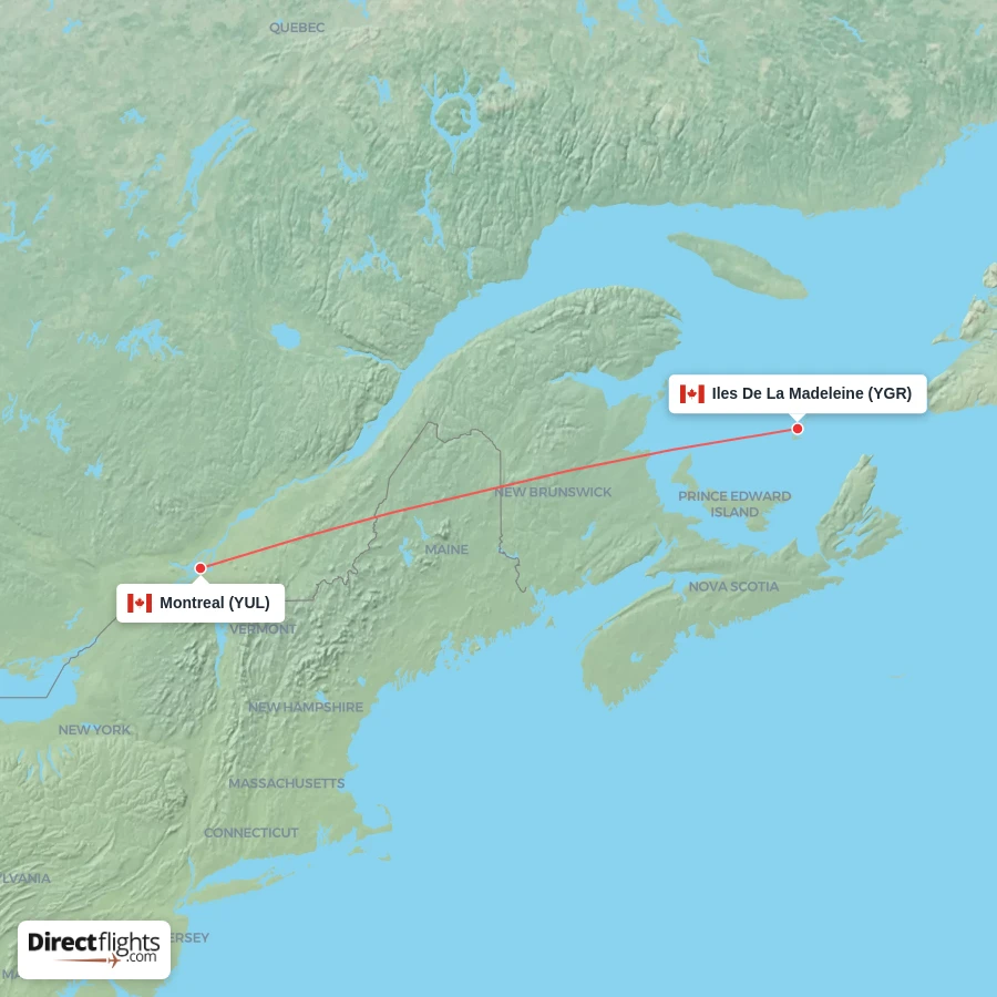 YGR - YUL route map