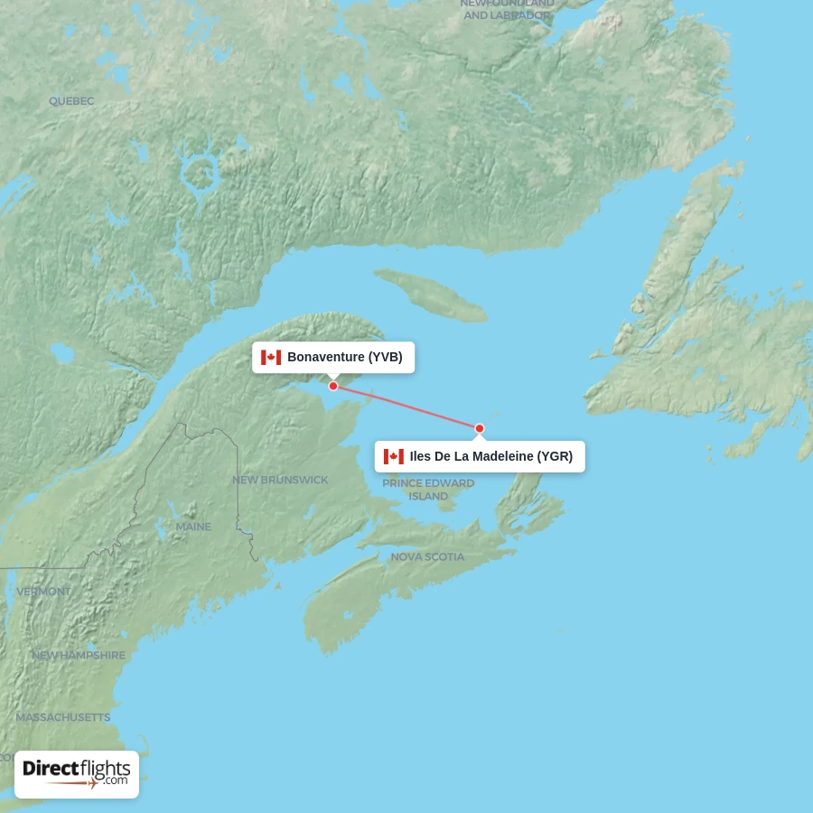 YGR - YVB route map