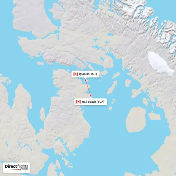 Igloolik - Hall Beach direct flight map