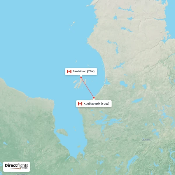Kuujjuarapik - Sanikiluaq direct flight map