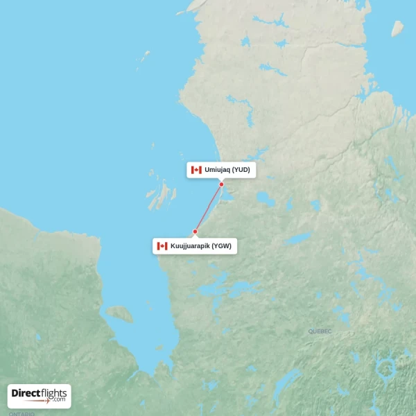 Kuujjuarapik - Umiujaq direct flight map